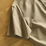 AIDASE  -  Men's Khaki Cotton Short Sleeve Polo Shirt Casual Button Loose Fit Breathable Workwear Daily Tops aidase-shop