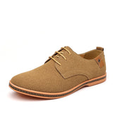 AIDASE  -  Men Large Size Frosted Leather Casual Shoes Wide Velvet Surface Fashionable Trendy Low Top Lace up Work Shoes Rubber Sole aidase-shop