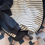 AIDASE  -  American Retro Black White Striped Contrast Sweatshirt Women Chic Hong Kong Style Spring Autumn Vintage Raglan Long-sleeved Top aidase-shop