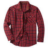 AIDASE  -  Men's Large Size Plaid Flannel Shirt Vintage Pearl Button Western Style Long Sleeve Shirt Checkered Patterned Menswear aidase-shop