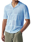 AIDASE  -  Summer New Men's knitted Polo Shirts Thin Hook Flower Hollow Out Short Sleeve Cardigan Tops Fashion Sexy Casual Knitwear aidase-shop
