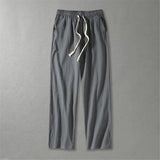 Aidase 2025 Men Linen Pants Men Pants Summer Male Casual Solid Color Pants Male Straight Leg Cotton Linen Pants Thin Trousers 6XL 9XL