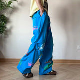 AIDASE  -  American Style Simple Men's Trousers Letter Print Decoration Drawstring Design Loose Hip Hop Casual Male Pants aidase-shop