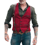 Aidase Herringbone Men's Vests Men Brown Waistcoat Vest Man Steampunk Jacket Striped Tweed V-neck Slim Fit Gilet Wedding Clothing aidase-shop