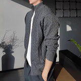 AIDASE  -  Men's Old Money Style Cable Knit Cardigan Loose Comfortable Trendy Versatile Stand Collar Zipper Style Daily Wear Advanced Coat aidase-shop