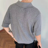 AIDASE  -  Trendy Slim Short Sleeve Knit Mens Polo Shirts Vintage Twist Jacquard Knitted Polo Shirt For Men's Summer Fashion Lapel Pullover aidase-shop