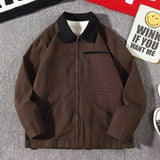 Aidase Vintage American Detroit Jacket Men Women Retro Solid Loose Cargo Coat Washed Cotton Casual Bomber Jacket Spring Autumn Top aidase-shop