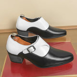 AIDASE  -  Men's High Heel Leather Shoes 5cm Pointed Toe Business Formal Shoes Trendy Hairstylist Style Casual round Toe Leather Shoes aidase-shop