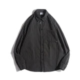 AIDASE  -  New Japanese Retro Vintage Striped Shirt Men Women Long Sleeve Loose Casual Oversized Blouse Spring Ins Trendy Top Streetwear aidase-shop