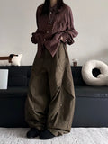 AIDASE  -  Loose Wide Leg Casual Pants Men Women Straight Cut Floor Length Trousers Waed Folded Knife  Casual Pants Vintage Japane aidase-shop