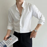 AIDASE  -  Solid Color Men's Stand Collar Long Sleeve Shirt, 2025 Spring Coat, Daily Urban Top.M-4XL aidase-shop