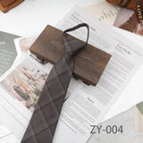 AIDASE  -  8cm British Style Casual Brown Khaki Plaid Clip Ties For Men Adult Polyester Wool Solid Gray Necktie Business Free Knot Lazy Tie aidase-shop