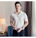 Aidase High-Grade Ice Silk Seamless Adhesive Polo Shirt, High-Elastic V-neck Thin Waffle Short-Sleeved Golf Shirt, T-shirt aidase-shop