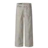 AIDASE  -  Retro American Design Sense Work Pants Men Cleanfit Trendy Brand Patchwork Worn Casual Straight Leg Pants for Couples aidase-shop
