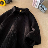 AIDASE  -  Japanese Cityboy Shirt High-end Polo Short-sleeved Shirt Men's Summer American Retro Lapel Tee Trend Loose Large Size Casual Top aidase-shop