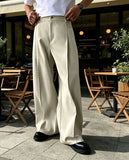 AIDASE  -  Men's Formal Dress Pants Cropped Pants Light Business Fashion Solid Color Front Pleated Drape Twill Daily Straight Suit Pants aidase-shop