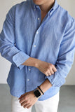 AIDASE  -  Casual Linen Cotton Cargo Shirt Men's Breathable Slim Fit Lapel Long Sleeve Top Spring Summer Retro Commute Linen Cardigan Light aidase-shop