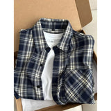 AIDASE  -  American Retro Plaid Long Sve irt Men Summer High Sensation Haome Inner Wear Cleanfit Sun Protection Coat aidase-shop