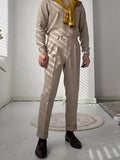 AIDASE  -  Naples Style Suit Trousers Mens Spring Casual Pleated Solid Color Slim Straight Pants For Men Stylish Button-up High Waist Pants aidase-shop