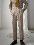 AIDASE  -  Naples Style Suit Trousers Mens Spring Casual Pleated Solid Color Slim Straight Pants For Men Stylish Button-up High Waist Pants aidase-shop