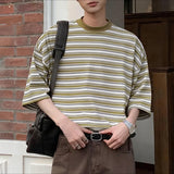 AIDASE  -  Men T Shirt Striped Summer O-neck Short Sleeve Male Tee Tops Streetwear Korean Style Fashion Casual Men Clothing aidase-shop