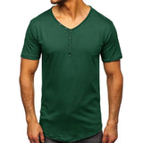 AIDASE  -  V-Ne ort Sve Men's T-irt Slim Fit Casual Daily Wear Youth Faion Basic  Color Top for Men aidase-shop