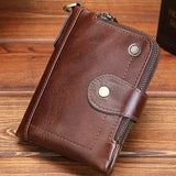 AIDASE  -  Men's Short Genuine Leather Wallet Vintage Coin Purse Top Layer Cowhide Vertical Card Holder Large Capacity aidase-shop