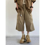 AIDASE  -  Summer Vintage Artistic Lazy Style Pleated Casual Pants Loose Big Pocket Men's Women's College Style Seven-Five Pants Trendy aidase-shop