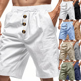 AIDASE  -  Cross-border men's loose American linen beach casual washed button five-point sports shorts men aidase-shop
