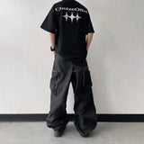 Aidase Black Baggy Cargo Pants Fashion Harajuku Straight Trousers Men's Y2K Vintage Baggy Casual Pocket Streetwear Hip Hop Korean Style