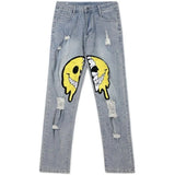 Irregular Ripped Hole Jeans Denim Pant Woman Man Straight Patchwork Baggy boyfriend y2k Punk Kpop Harajuku Streetwear Hip Hop aidase-shop
