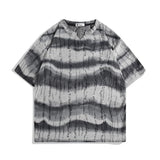 AIDASE  -  Men's Summer Abstract Wave Print T-shirt Casual Loose Short Sleeve V-neck Tee Streetwear Top aidase-shop