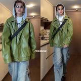 AIDASE  -  Men’s Casual PU Faux Leather Zip-Up Motorcycle Bomber Jacket with A Removable Hood aidase-shop