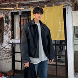 Aidase Men's Thickened Autumn New PU Leather Clothing Trend Handsome Loose Korean New Single Breast Coat Short Clothes aidase-shop
