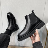 47.52Aidase Autumn New Chelsea Boots for Men Black Boots Platform Shoes Fashion Ankle Boots Winter Slip on Men Shoes New Botines Mujer aidase-shop