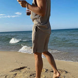 AIDASE  -  Men Ice Silk Set Summer Thin Quick Dry Loose Sleeveless T Shirt Casual Shorts Vest Sports Tank aidase-shop