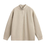 AIDASE  -  Autumn Winter Men’s Half Zipper Stand Collar Long Sleeve Solid Color Simple Basic Casual Trendy Knitted Pullover Sweatshirts aidase-shop