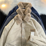 AIDASE  -  Thiened Corduroy Men's Cotton Jaet Winter New Sle Lamb Fur Coat Hong Kong Sle INS Retro Collar Loose Cotton Clothes aidase-shop