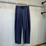 AIDASE  -  Summer New Draping Cool Wide Leg Pants for Men's Trendy Loose  Versatile Curved Knife Casual Pants Belt Design Thin Trousers aidase-shop