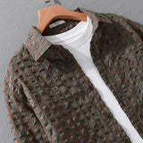 AIDASE  -  New Spring Men's Houndstooth Long-sleeved Shirt Trendy Bubble Texture Comfortable and Versatile Literary Youth aidase-shop
