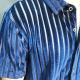Aidase High Quality Shirt Trendy Transparent Blue Stripe Shirt Men Sexy Velvet Shirt Men Short Sleeve Clothing See Through Social Club aidase-shop