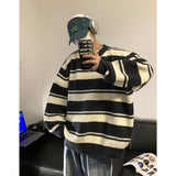 Aidase Striped Men Sweaters Men's Pullovers Harajuku Streetwear Winter New Casual Loose Wool Warm Knited Turtleneck Pullovers Top 3XL aidase-shop