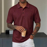 AIDASE  -  Men's Textured Short Sleeve Polo Shirt Casual Turn Down Collar Button Placket Top with Multiple Color Options aidase-shop