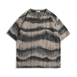 AIDASE  -  Men's Summer Abstract Wave Print T-shirt Casual Loose Short Sleeve V-neck Tee Streetwear Top aidase-shop