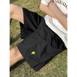 AIDASE  -  American Sports Shorts High Waist Wide-leg Five-leg Pants Japanese Fashion Trend Casual Loose Summer Thin Black Pants Aesthetic aidase-shop