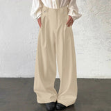 AIDASE  -  Men Pants Solid Color Button Joggers High Waist Casual Trousers Men Streetwear Loose Fashion Male Wide Leg Pants S-5XL aidase-shop