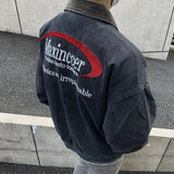 AIDASE  -  Spring Autumn American Retro Jacket Heavyweight Embroidered Letter Wash Coat Men Women Loose Versatile Flip Collar Zipper Jacket aidase-shop