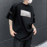 AIDASE  -  Men's T-shirts Fashion Metal Rivets Belt Decoration Round Collar Short Sleeved Loose Pullover Niche Male Tees Summer aidase-shop