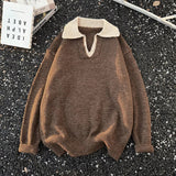 AIDASE  -  Spring Autumn New Casual Mens Sweater Polo Shirts Long Sleeve Patchwork Turn-down Collar Jumper Tops Men Knitting Sweaters aidase-shop