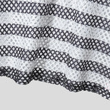 AIDASE  -  Men Shirt Striped Patchwork See Through Lapel Half Sleeve Hollow Out Male Shirts Streetwear Tops Fashion Men Clothing aidase-shop